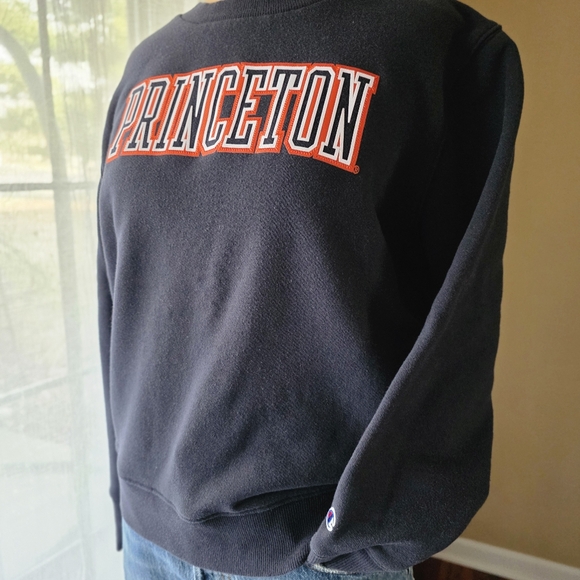 Champion Women's L Navy Blue Orange Princeton Crewneck Sweatshirt EUC - Picture 6 of 11